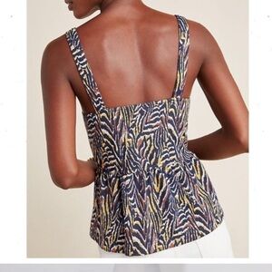 Anthro Navy Jaime Zebra Print Peplum Top